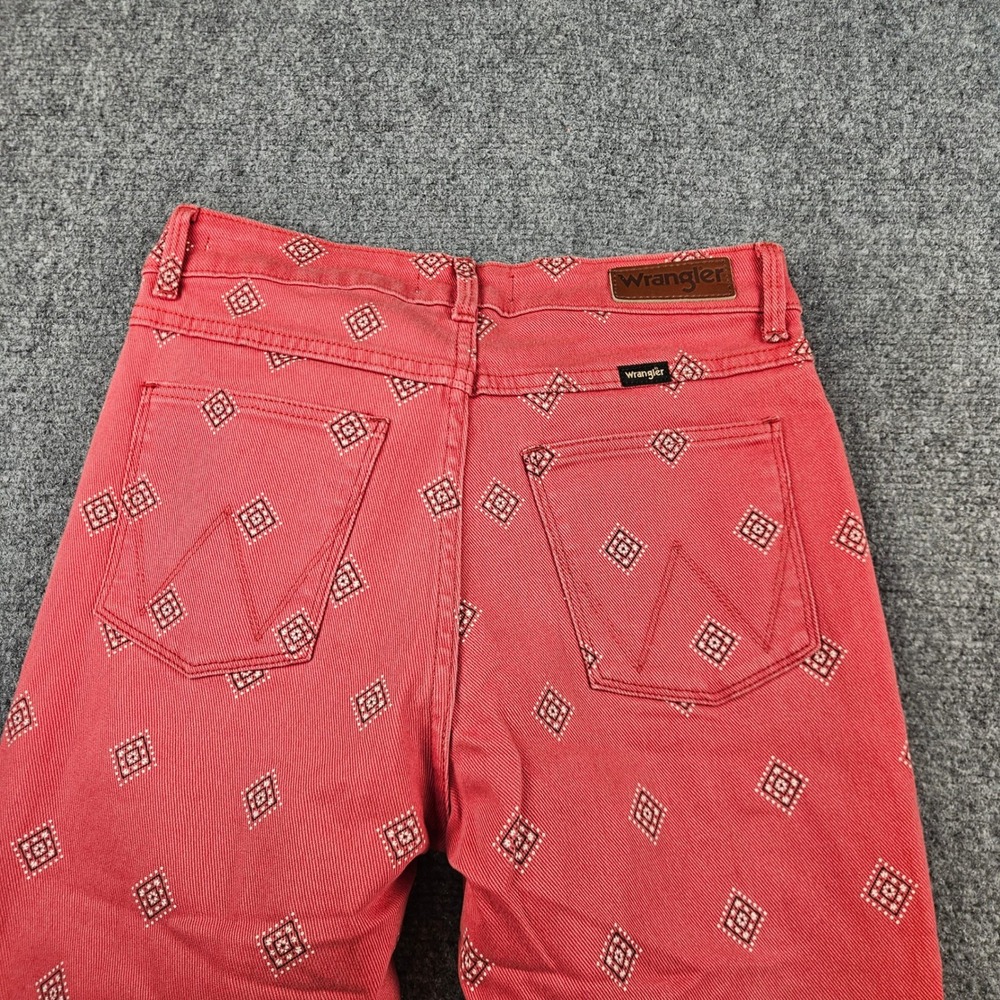Wrangler High Rise Bold Boot Jeans Red Geometric Diamond Print 4/27x30 NWT - Picture 10 of 11